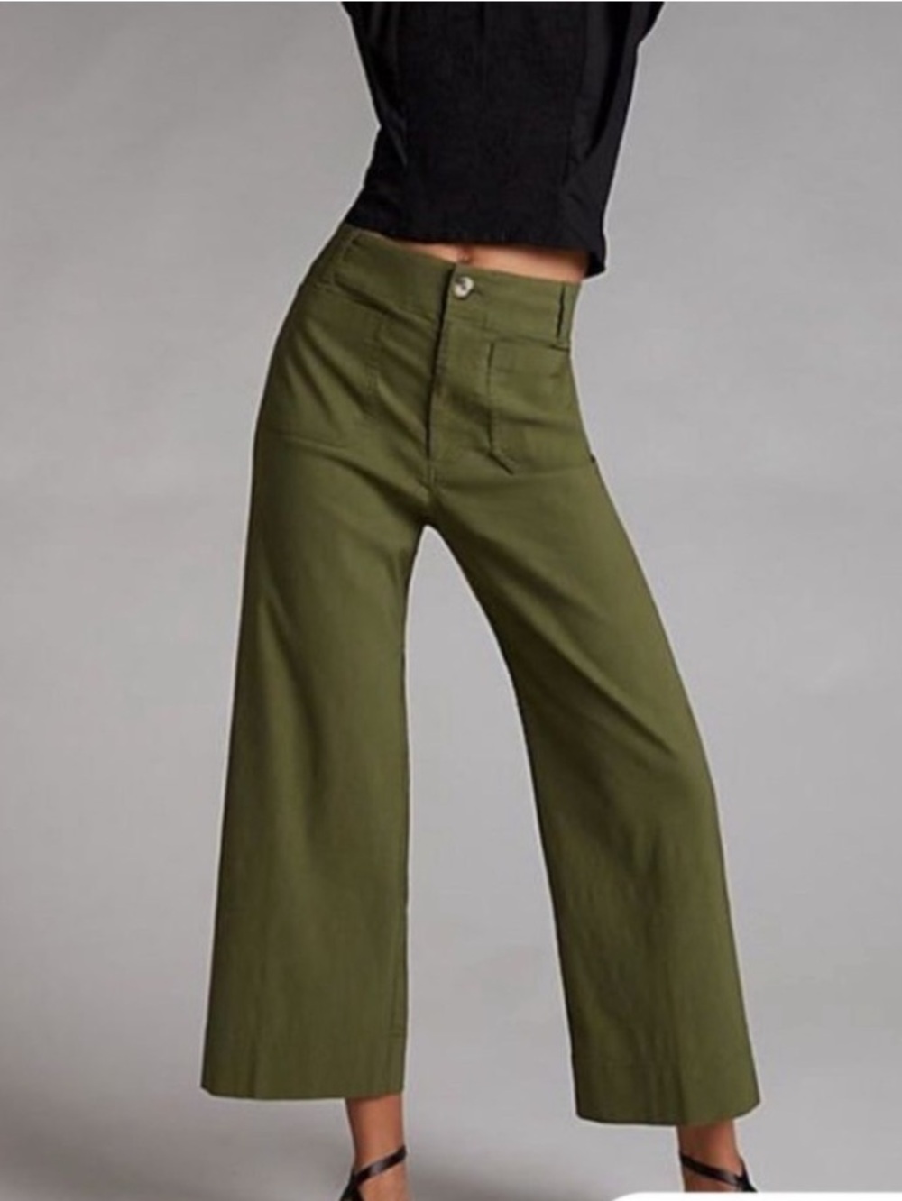 Maeve Anthropologie The Colette High Rise Wide Leg Crop Stretch Pants